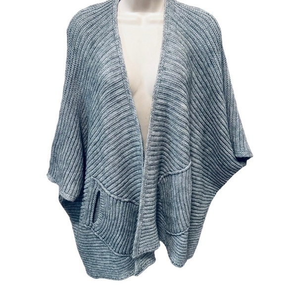 COCOGIO Italian Open Front Cardigan Sweater Silver Grey One Size Fits All - Picture 1 of 7